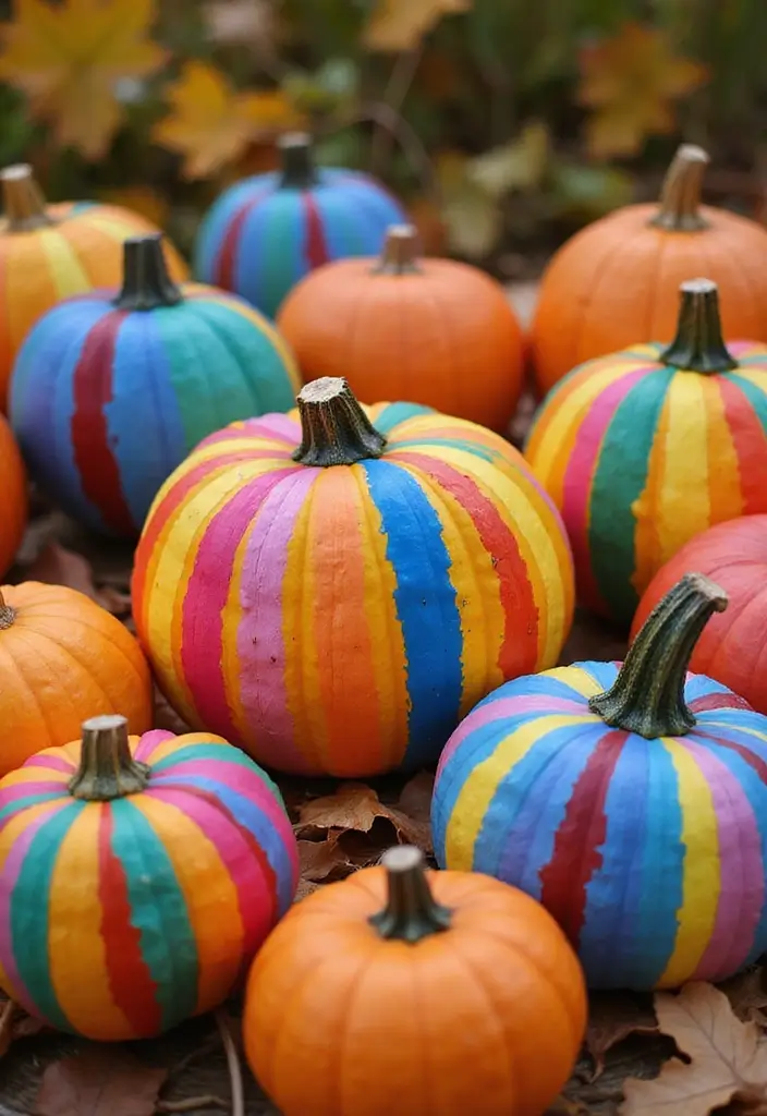 25 Pumpkin Painting Ideas That Are Adorable Fun and Perfect for Fall - 6. Rainbow Pumpkins