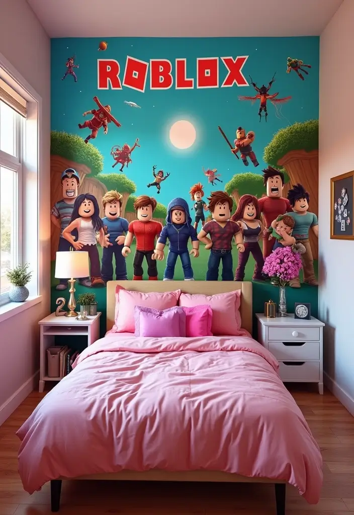 25 Roblox Decoration Ideas That Inspire Creative Gaming Spaces - 1. Roblox Character Wall Murals
