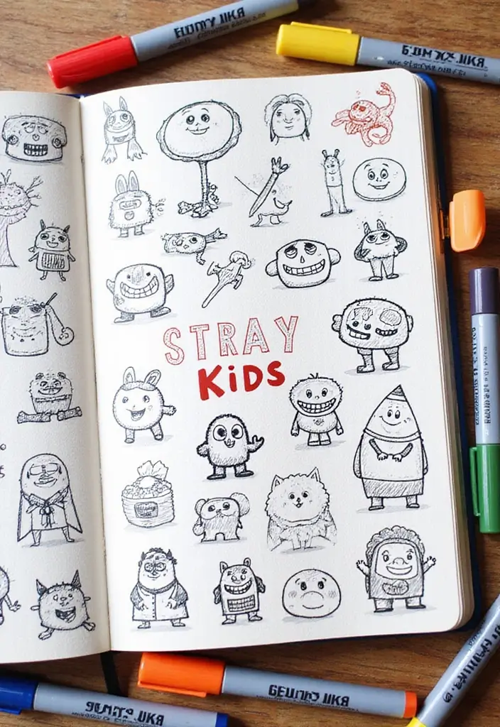 25 SKZ Journal Ideas That Are Perfect For Fans Creative and Trendy - 10. Creative Doodle Spaces