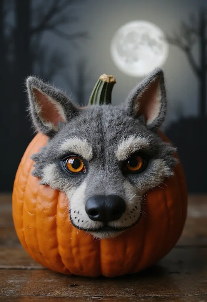 25 Scary Pumpkin Painting Ideas That Wow Every Guest This Halloween - 17. Werewolf Pumpkin