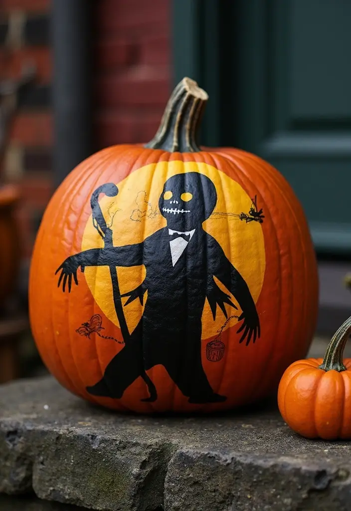 25 Scary Pumpkin Painting Ideas That Wow Every Guest This Halloween - 21. Pumpkin Horror Movie Tribute