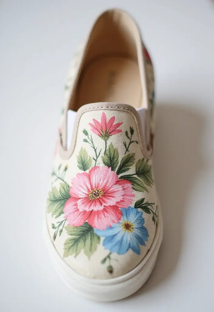 25 Shoes Decoration Ideas That Transform Footwear Into Creative Art - 1. Painted Floral Patterns