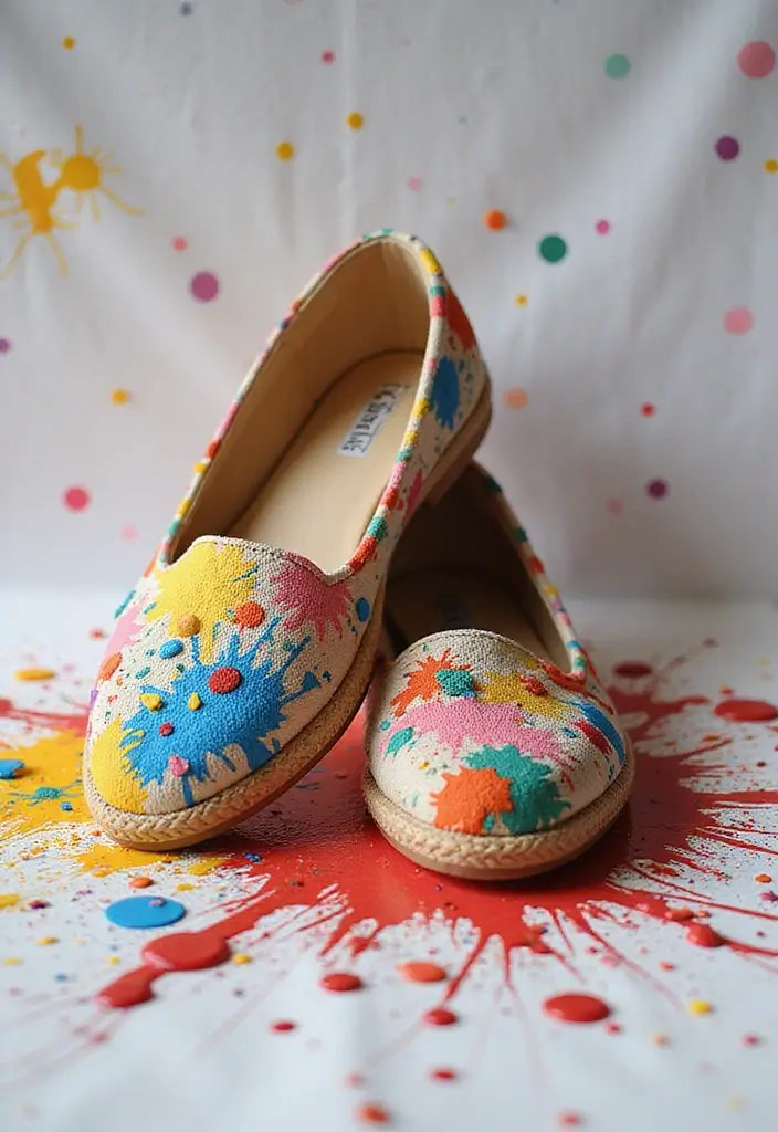 25 Shoes Decoration Ideas That Transform Footwear Into Creative Art - 15. Fabric Paint Splatter