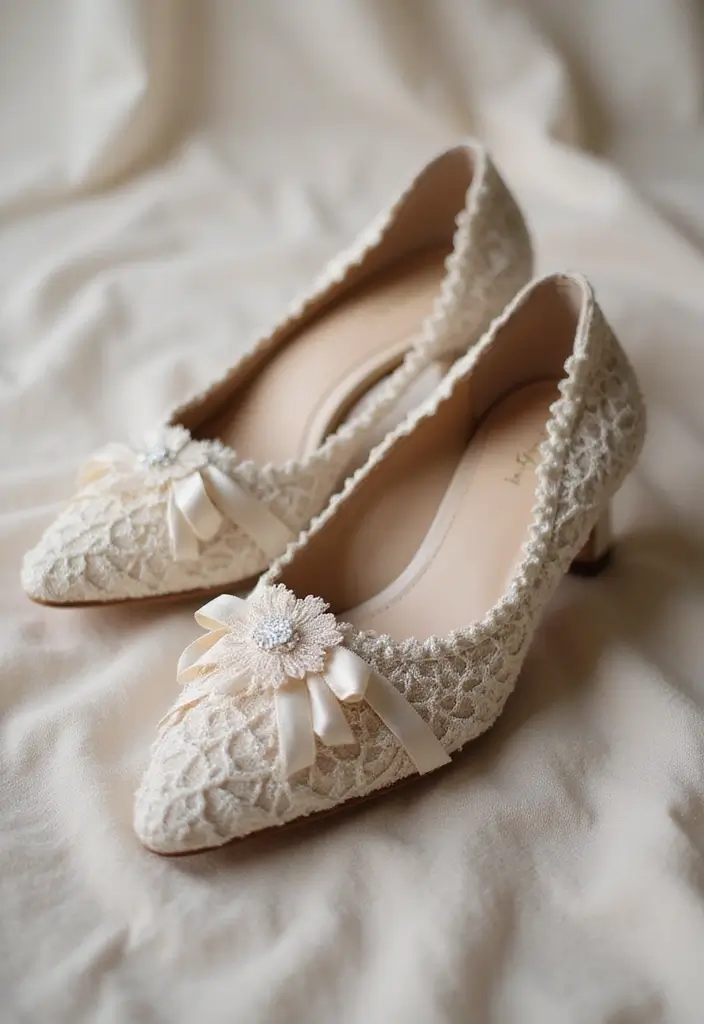 25 Shoes Decoration Ideas That Transform Footwear Into Creative Art - 3. Upcycled Lace and Ribbons