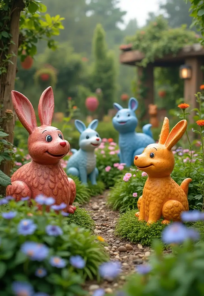25 Therian Craft Ideas That Inspire Unique Handmade Creations - 15. Garden Animal Statues