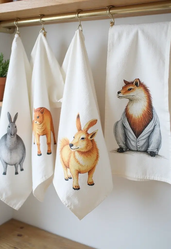 25 Therian Craft Ideas That Inspire Unique Handmade Creations - 17. Animal-Themed Tea Towels