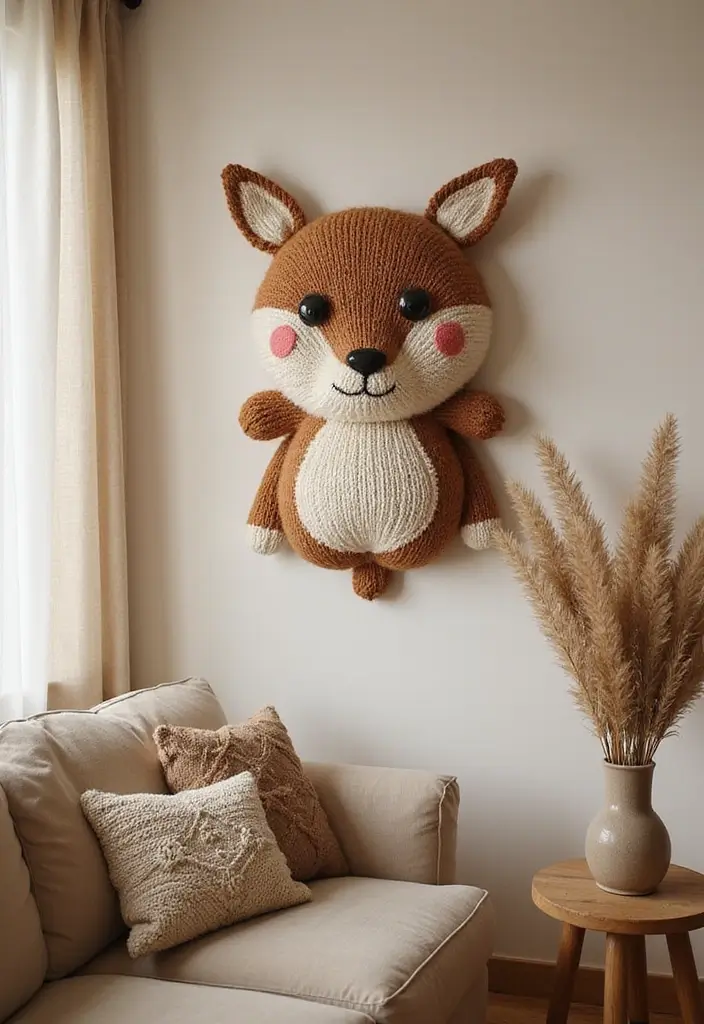 25 Therian Craft Ideas That Inspire Unique Handmade Creations - 18. Knitted Animal Wall Art