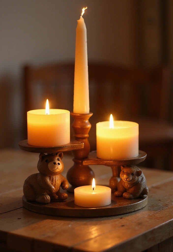 25 Therian Craft Ideas That Inspire Unique Handmade Creations - 25. Animal-Themed Candle Holders