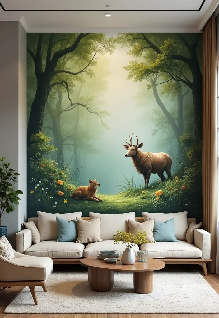25 Therian Craft Ideas That Inspire Unique Handmade Creations - 7. Nature-Inspired Wall Mural