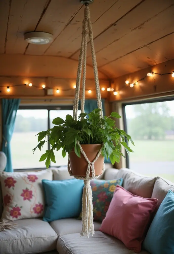 25 Van Decoration Ideas That Make Vehicles Fun and Eye-Catching - 1. Cozy Macrame Hangings