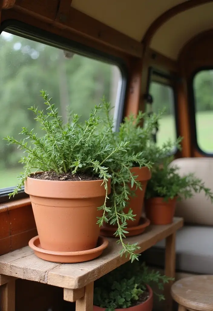 25 Van Decoration Ideas That Make Vehicles Fun and Eye-Catching - 17. Terracotta Planters
