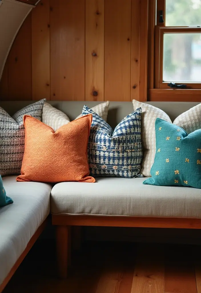 25 Van Decoration Ideas That Make Vehicles Fun and Eye-Catching - 2. Vibrant Throw Pillows