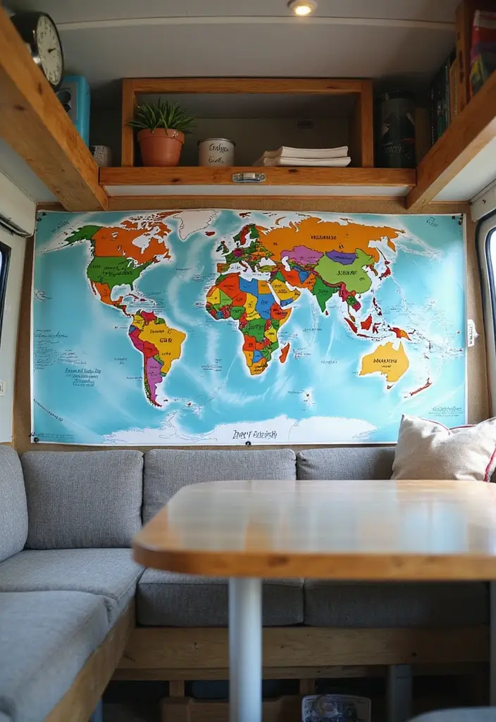 25 Van Decoration Ideas That Make Vehicles Fun and Eye-Catching - 21. Travel Maps Decor