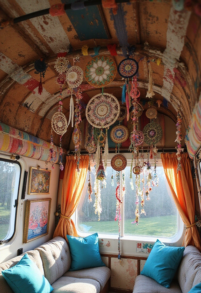 25 Van Decoration Ideas That Make Vehicles Fun and Eye-Catching - 24. Fun Ceiling Decor