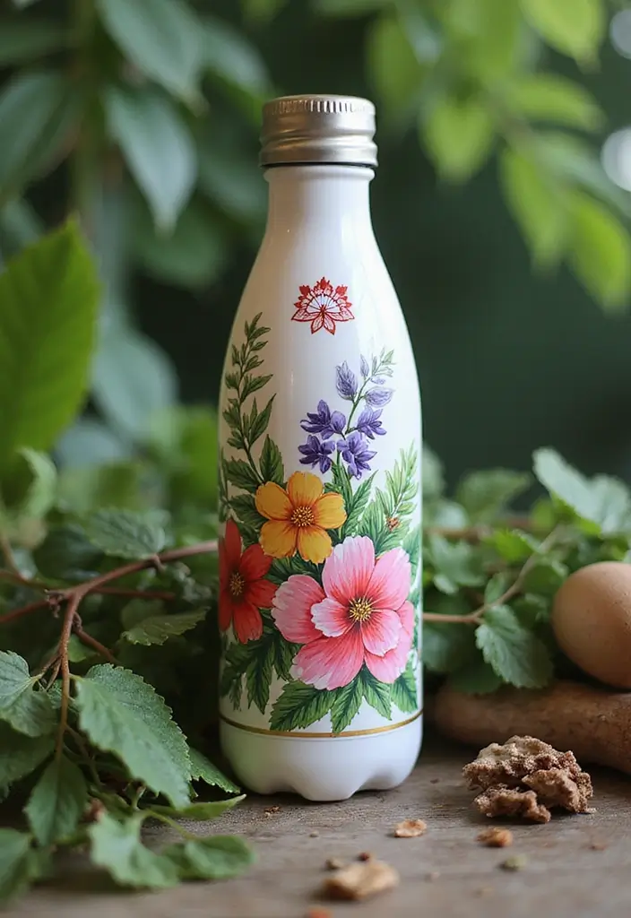 25 Water Bottle Painting Ideas That Make Hydration Fun and Personalized - 1. Nature-Inspired Designs