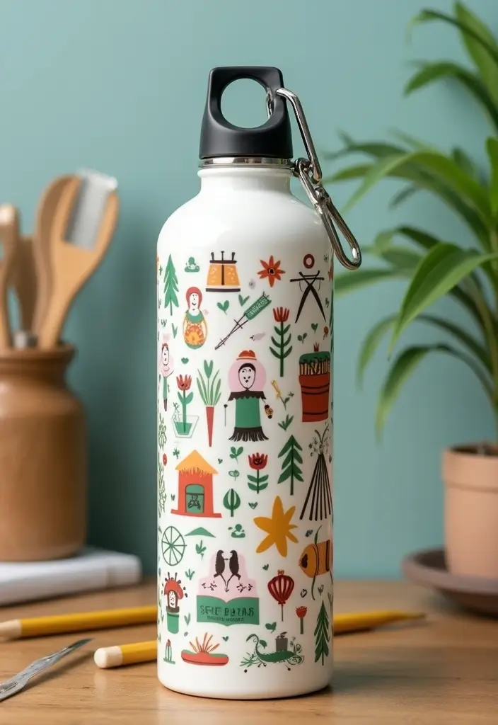 25 Water Bottle Painting Ideas That Make Hydration Fun and Personalized - 15. Favorite Hobbies