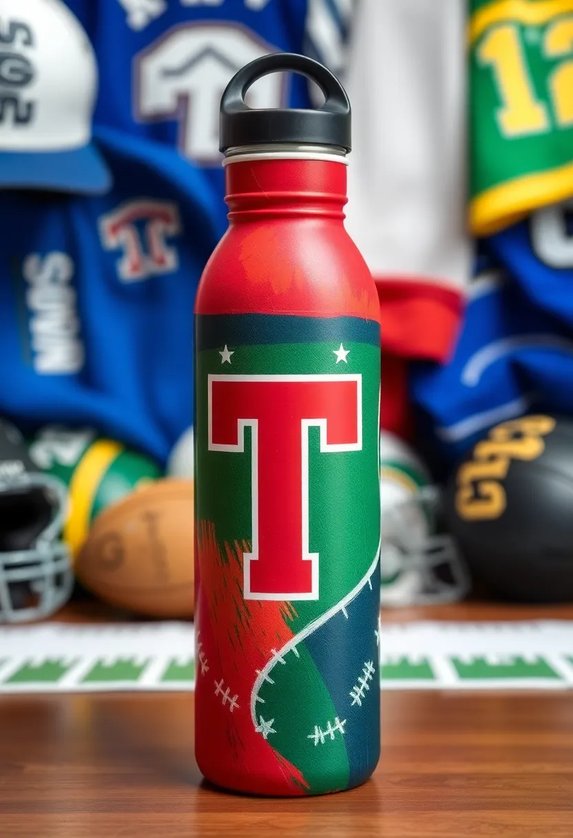 25 Water Bottle Painting Ideas That Make Hydration Fun and Personalized - 17. Sports Team Spirit