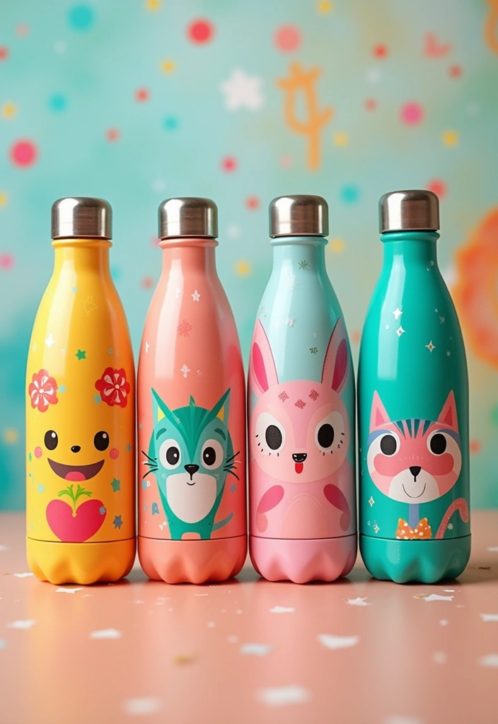 25 Water Bottle Painting Ideas That Make Hydration Fun and Personalized - 2. Whimsical Characters