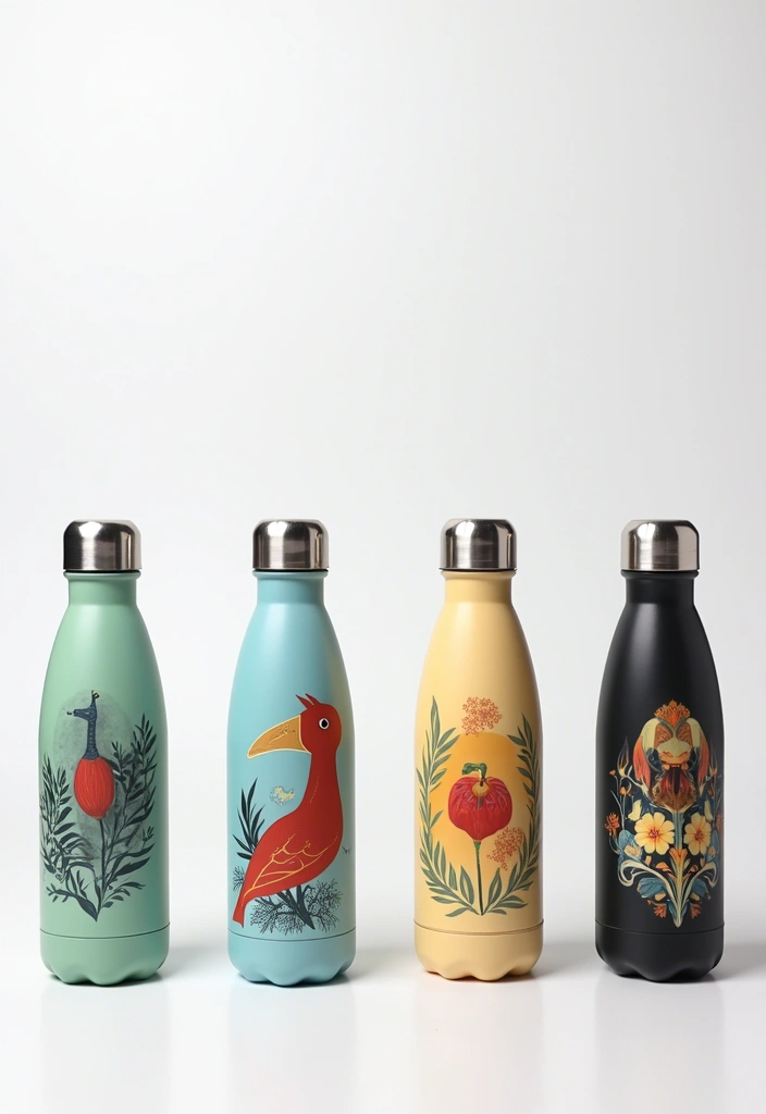 25 Water Bottle Painting Ideas That Make Hydration Fun and Personalized - 22. Tie It All Together