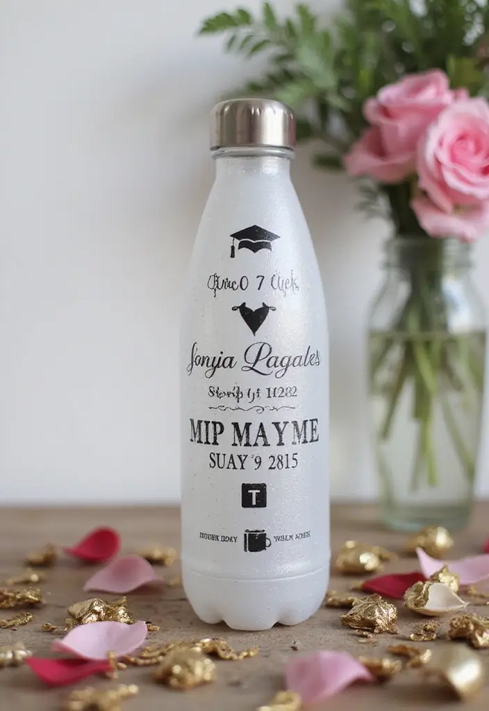 25 Water Bottle Painting Ideas That Make Hydration Fun and Personalized - 24. Personal Milestones