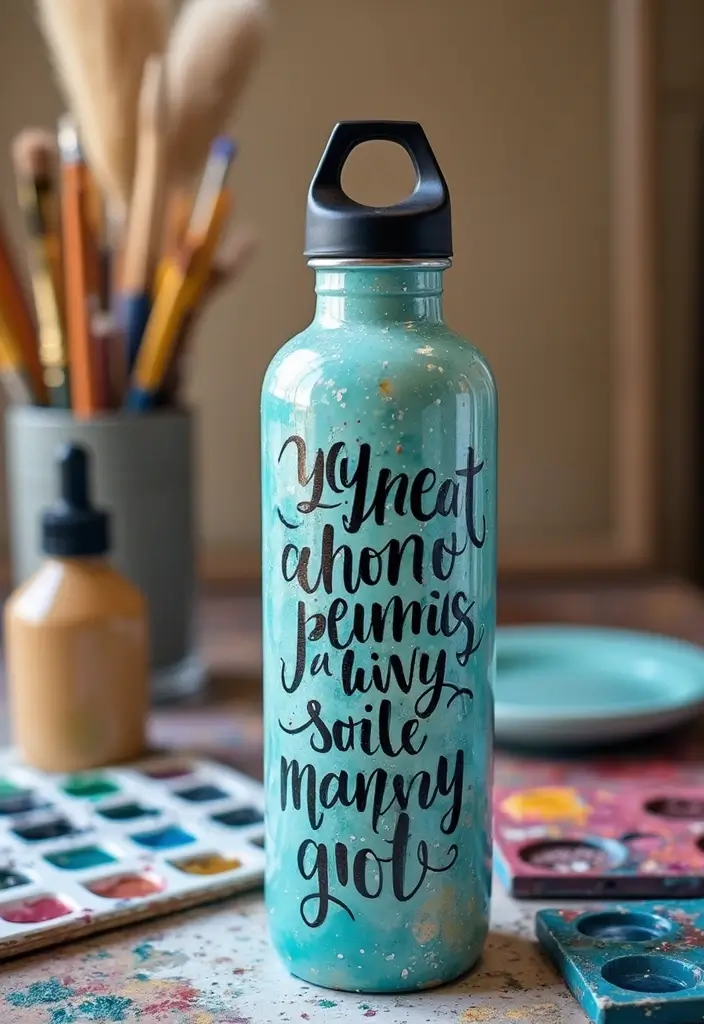 25 Water Bottle Painting Ideas That Make Hydration Fun and Personalized - 3. Inspirational Quotes
