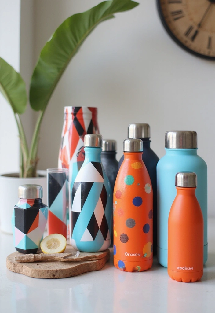 25 Water Bottle Painting Ideas That Make Hydration Fun and Personalized - 4. Geometric Patterns