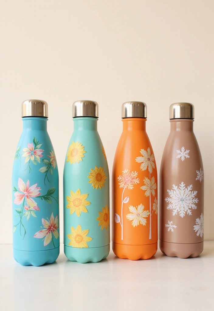 25 Water Bottle Painting Ideas That Make Hydration Fun and Personalized - 6. Seasonal Themes