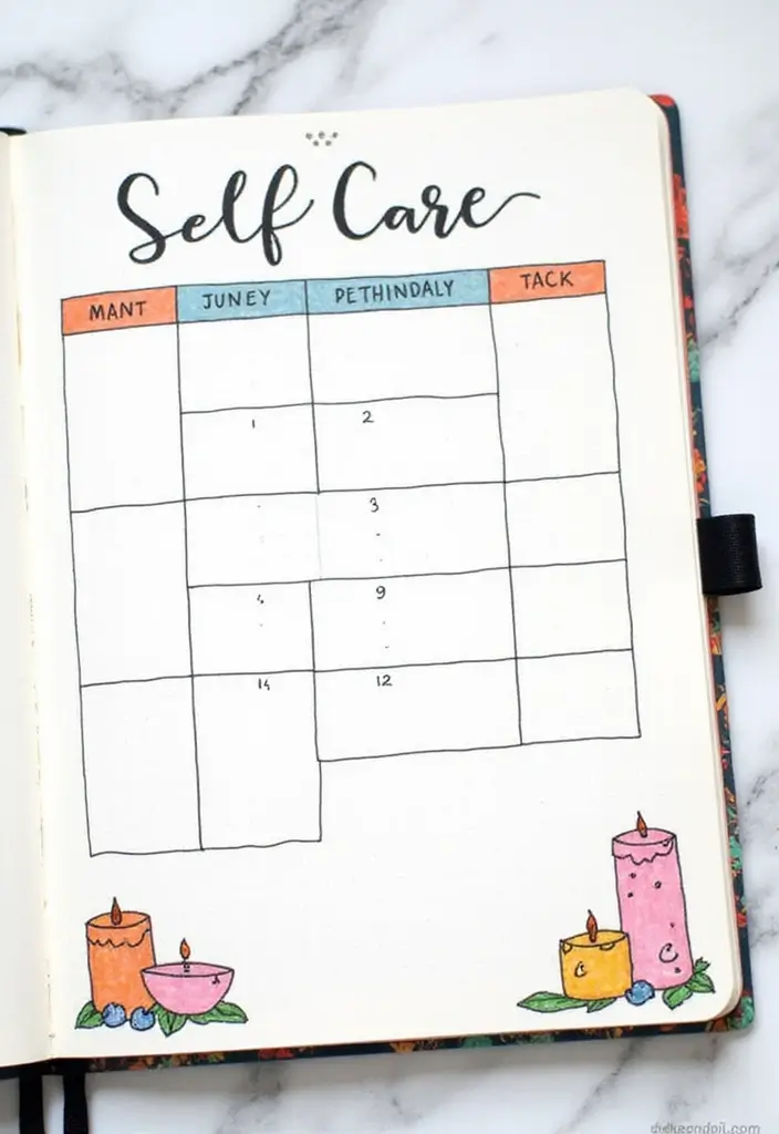 25 Weekly Bullet Journal Ideas That Make Planning Organized Fun and Stylish - 11. Self-Care Schedule