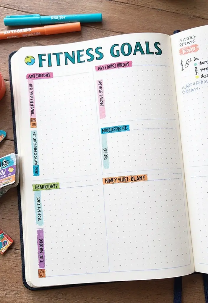 25 Weekly Bullet Journal Ideas That Make Planning Organized Fun and Stylish - 19. Fitness Goals Weekly Spread