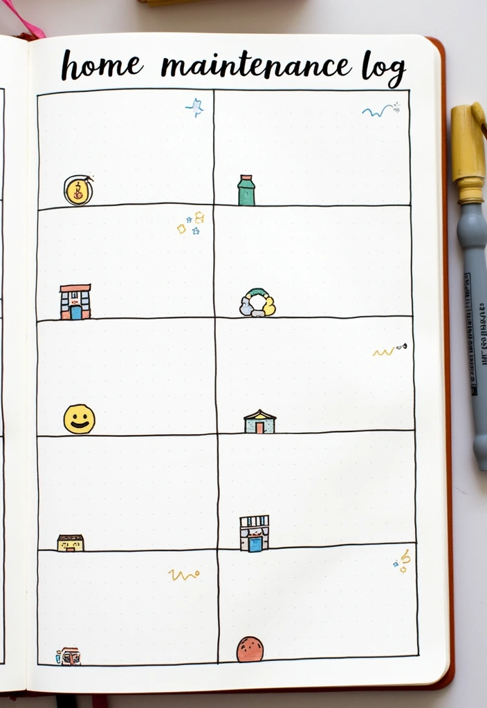 25 Weekly Bullet Journal Ideas That Make Planning Organized Fun and Stylish - 21. Home Maintenance Log