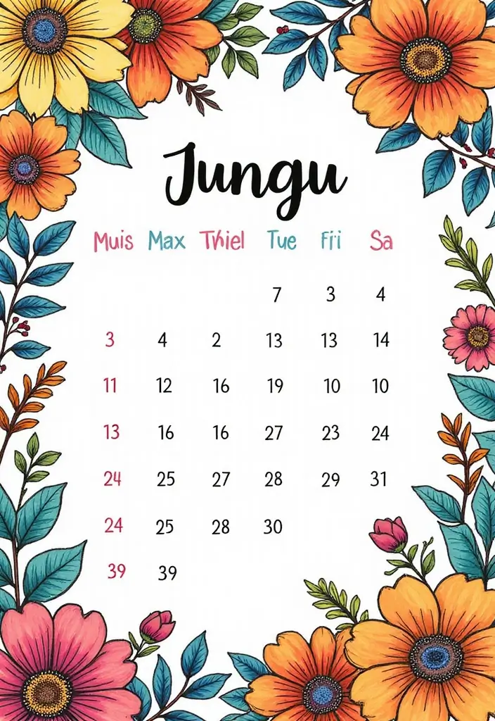 25 Weekly Bullet Journal Ideas That Make Planning Organized Fun and Stylish - 5. Floral Calendar Layout