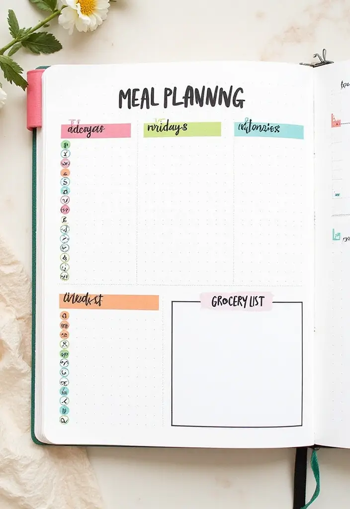 25 Weekly Bullet Journal Ideas That Make Planning Organized Fun and Stylish - 7. Weekly Meal Planning Layout
