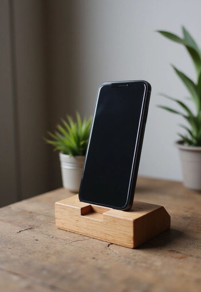 25 Wood Craft Ideas That Transform Simple Wood Into Art - 20. Wooden Phone Stand