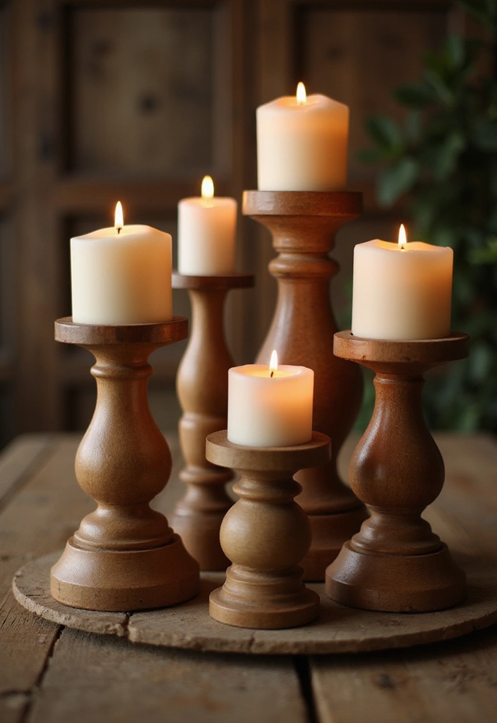 25 Wood Craft Ideas That Transform Simple Wood Into Art - 4. Wooden Candle Holders