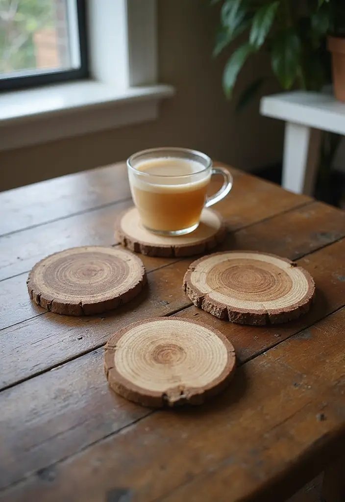 25 Wood Craft Ideas That Transform Simple Wood Into Art - 6. Rustic Wooden Coasters