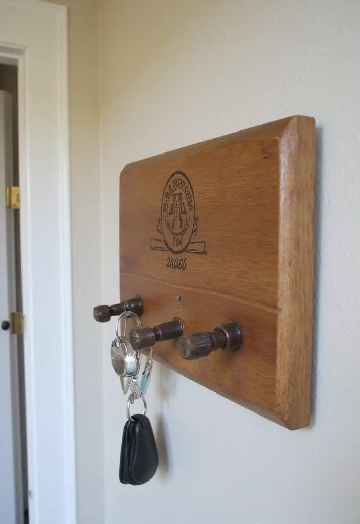 25 Wood Craft Ideas That Transform Simple Wood Into Art - 9. Wooden Key Holders
