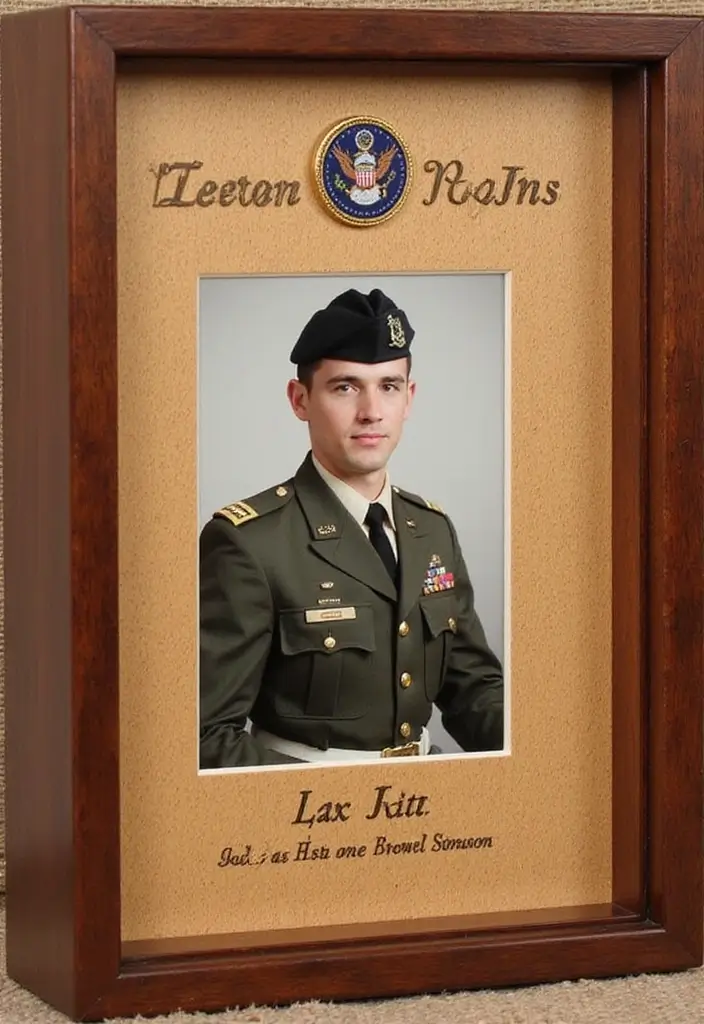 26 Army Shadow Box Ideas That Honor Service and Memories - 7. Custom Engraved Shadow Box