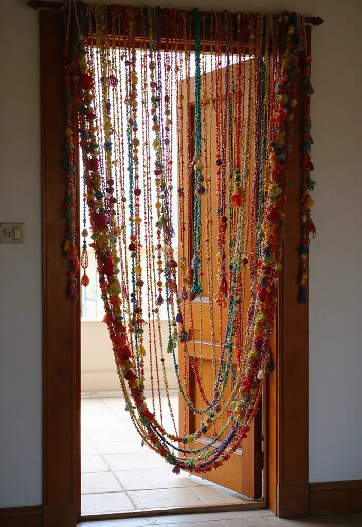 26 Art And Craft Decoration Ideas That Make DIY Projects Fun and Beautiful - 21. Colorful Beaded Curtain