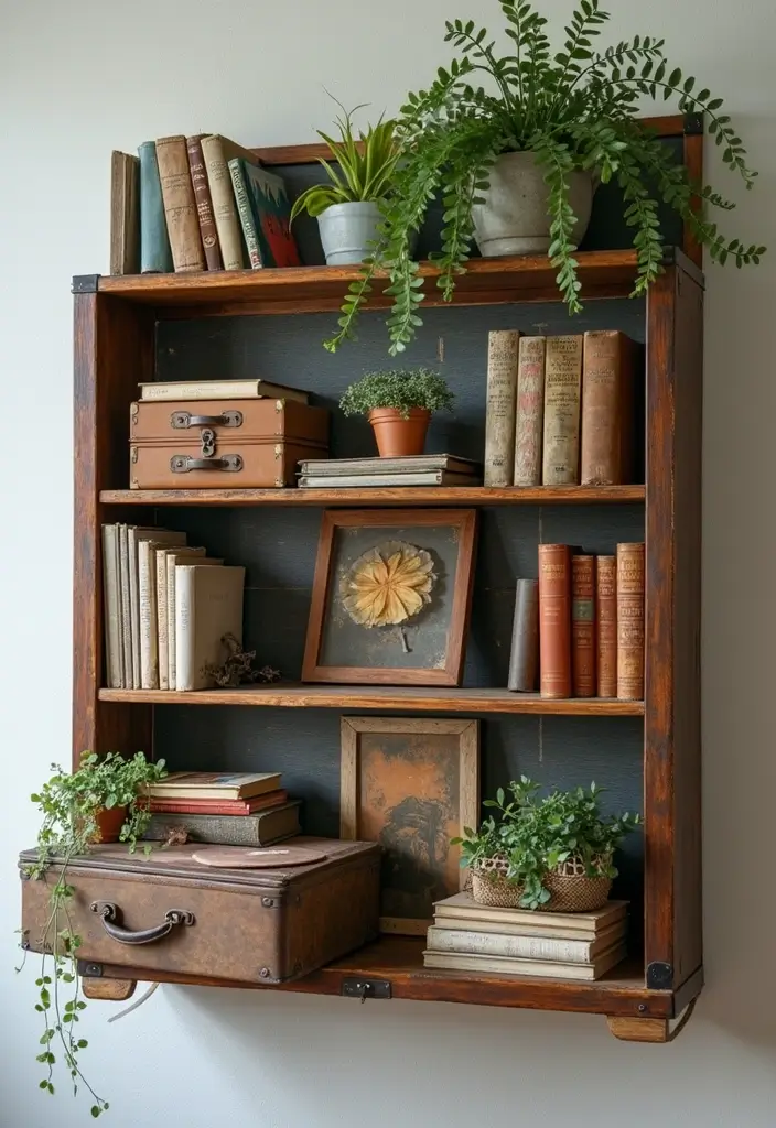 26 Art And Craft Ideas That Inspire Creativity For Everyone - 1. Vintage Suitcase Shelves