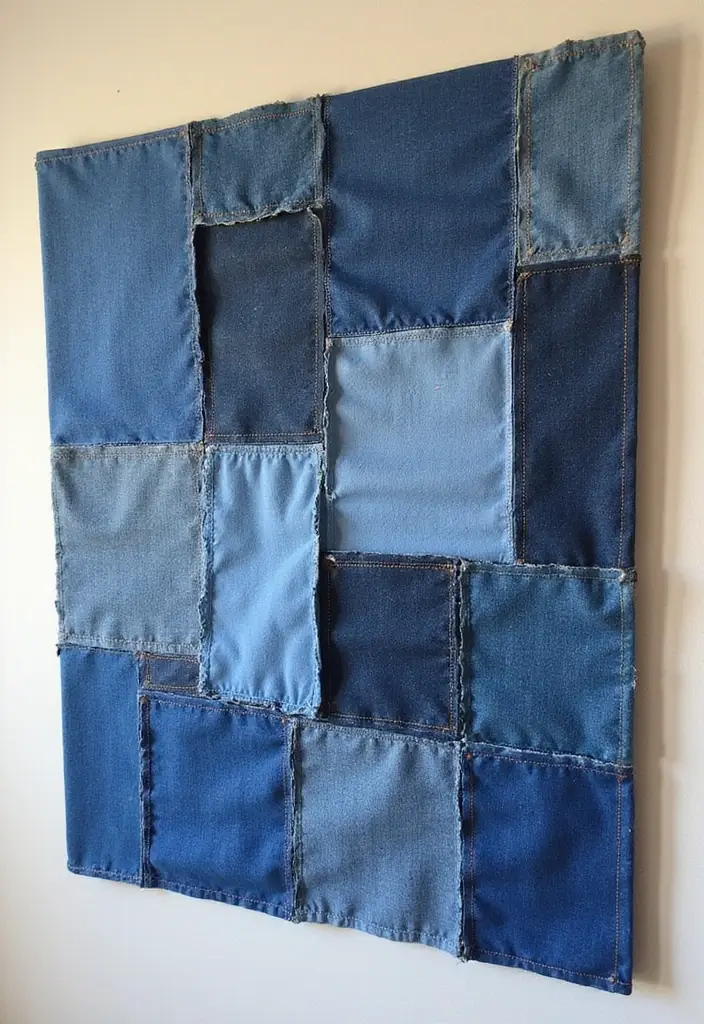26 Art And Craft Ideas That Inspire Creativity For Everyone - 11. Upcycled Denim Wall Art