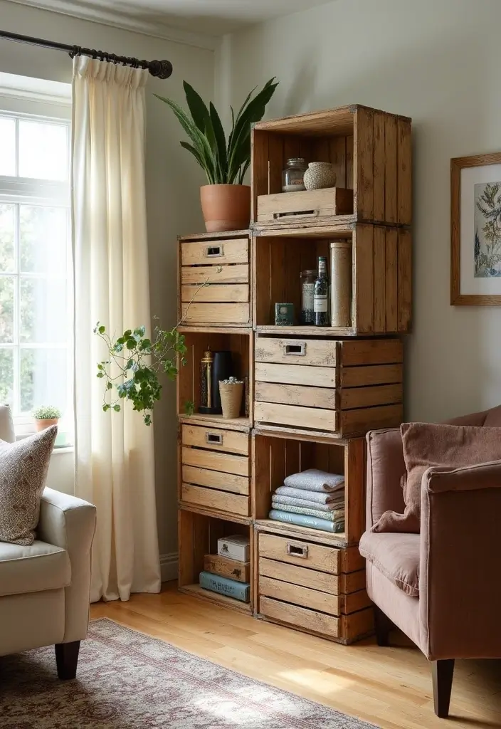 26 Art And Craft Ideas That Inspire Creativity For Everyone - 17. Repurposed Crates for Storage