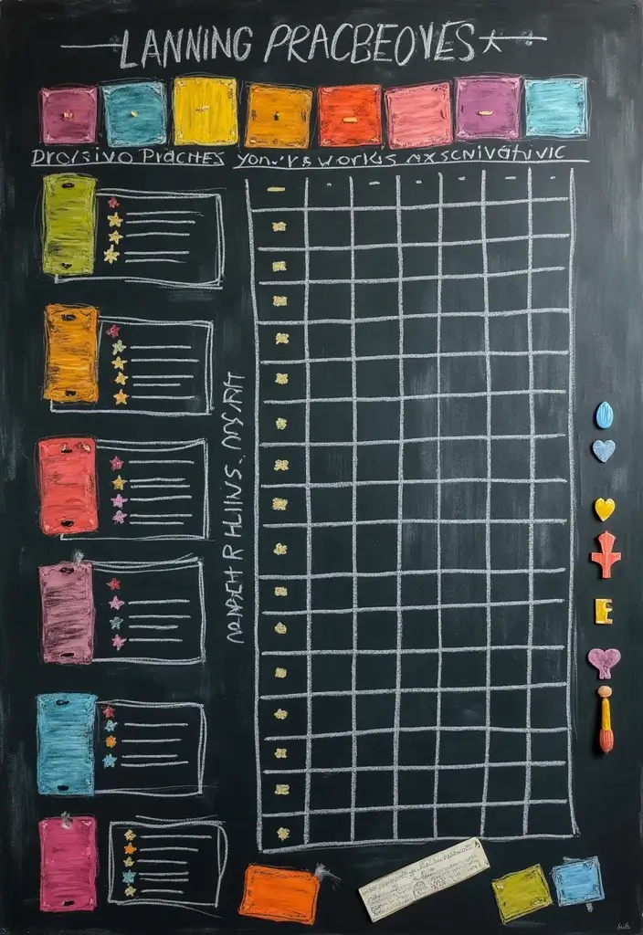 26 Blackboard Decoration Ideas That Make Teaching Stylish and Interactive - 13. Learning Progress Tracker