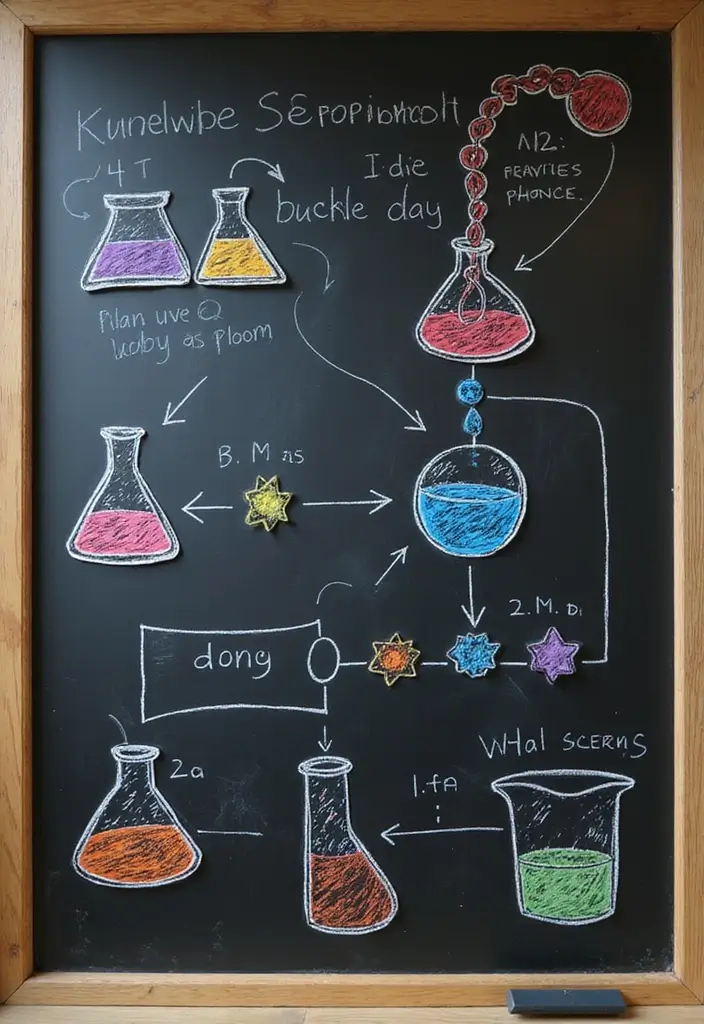 26 Blackboard Decoration Ideas That Make Teaching Stylish and Interactive - 14. Science Experiment Display