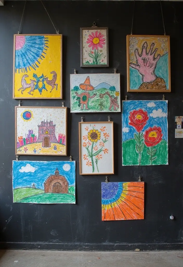 26 Blackboard Decoration Ideas That Make Teaching Stylish and Interactive - 17. Art Gallery of Student Work