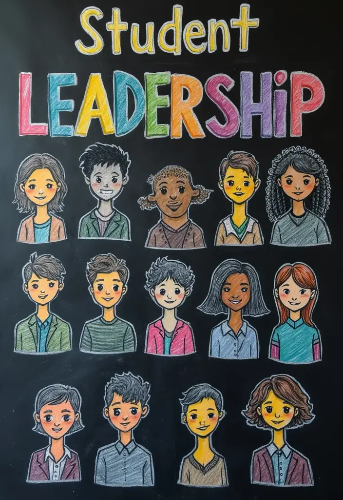 26 Blackboard Decoration Ideas That Make Teaching Stylish and Interactive - 18. Student Leadership Roles Chart