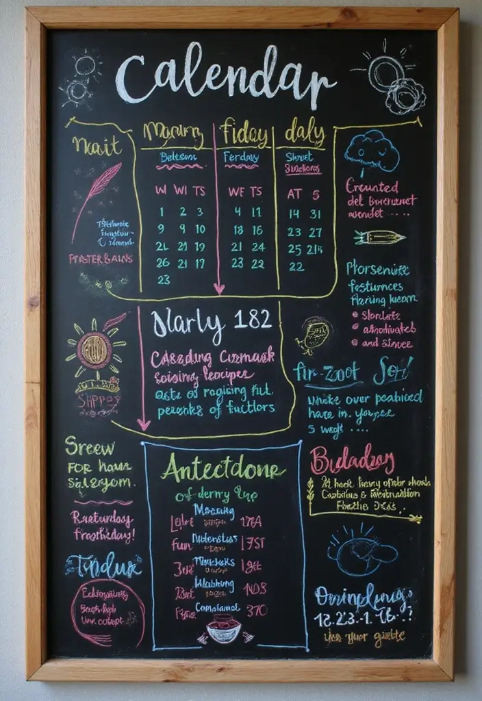 26 Blackboard Decoration Ideas That Make Teaching Stylish and Interactive - 2. Interactive Daily Calendar