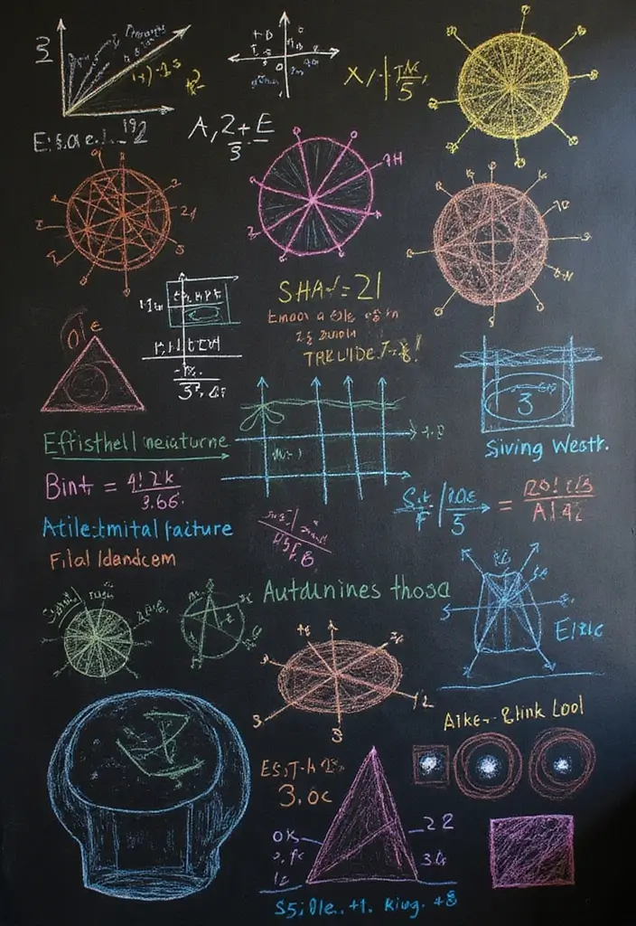 26 Blackboard Decoration Ideas That Make Teaching Stylish and Interactive - 23. Math Art Integration