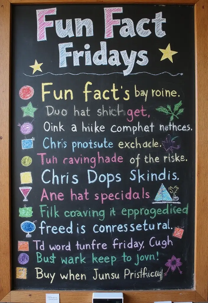 26 Blackboard Decoration Ideas That Make Teaching Stylish and Interactive - 26. Fun Fact Fridays