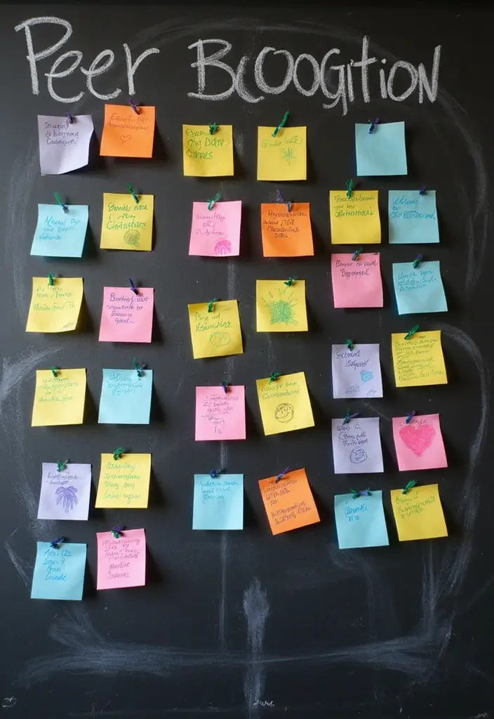 26 Blackboard Decoration Ideas That Make Teaching Stylish and Interactive - 9. Peer Recognition Wall