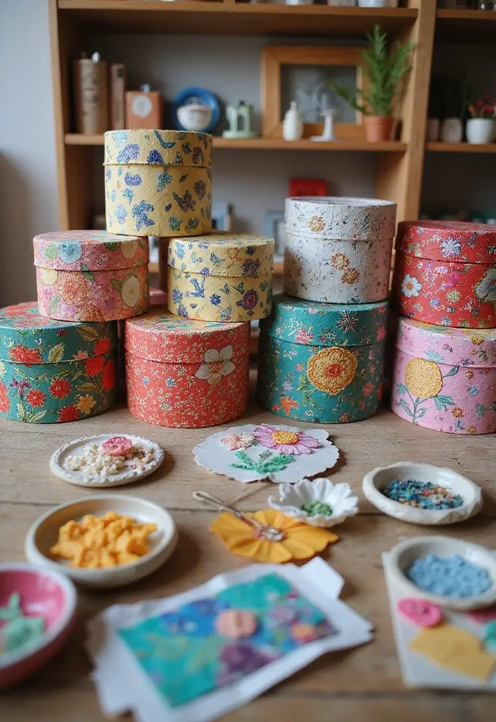 26 Box Ideas That Inspire Creative DIY Projects for Any Occasion 9. Fabric and Paper Collage Boxes